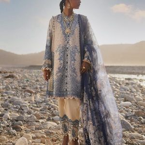 Pakistani brand new 3 piece full embroidered chicken Kari luxury dress size m